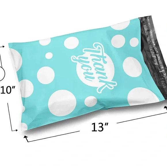 50 10X13 Blue Polka Dot Thank You Poly Mailers, Shipping Envelopes PRICE IS FIRM - Picture 3 of 3